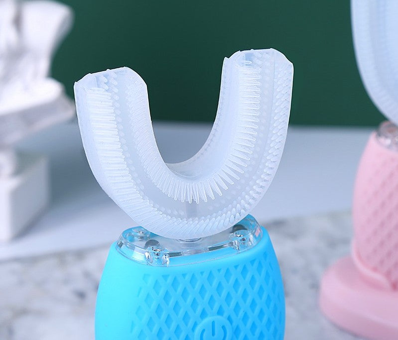 U Shape Cold Light Automatic Toothbrush - Blue_2
