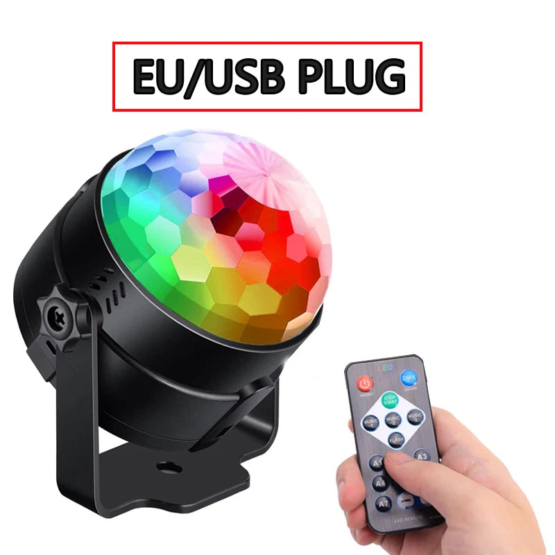 RGB Strobe Stage Night Light for Home KTV Party Club Bar Dance Christmas Gift Lighting Effect Sound-Activated Disco Ball Lamp