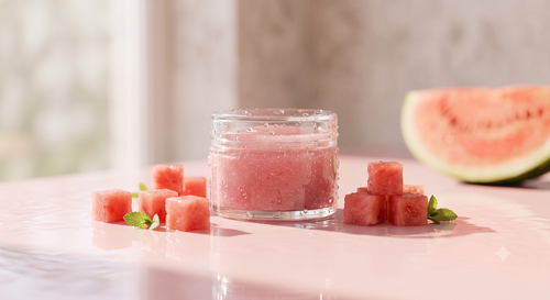 Essential Living Strawberry Lip Scrub 15ml clear plastic jar