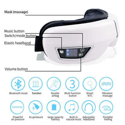 6D Smart Eye Massager Vibration Airbag Compress Eye Care Instrument